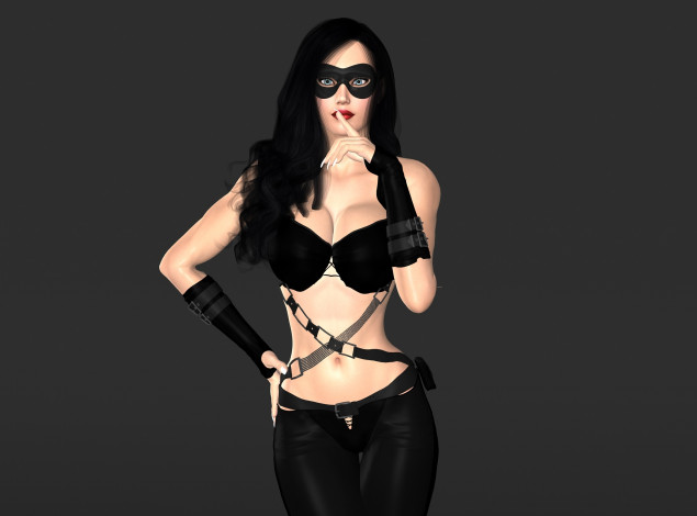 Обои картинки фото 3д графика, люди , people, фон, маска, девушка, взгляд