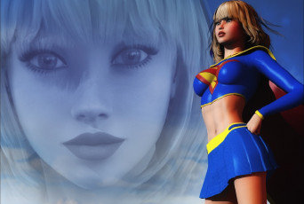 Картинка 3д+графика фантазия+ fantasy супермен фон взгляд девушка