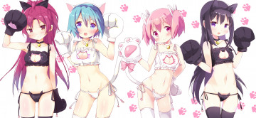 Картинка автор ++tsubaki+ tatajd аниме mahou+shoujo+madoka+magika mahou shoujo madoka magica akemi homura kaname miki sayaka sakura kyouko