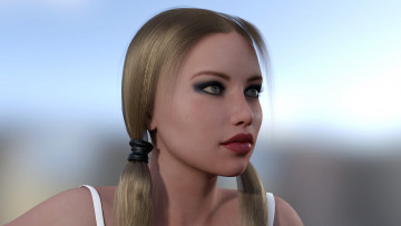 Картинка 3д+графика портрет+ portraits взгляд девушка фон