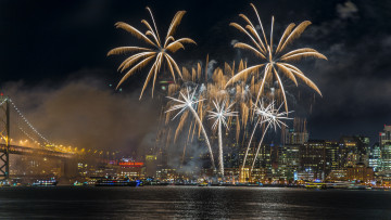 Картинка разное салюты +фейерверки ночь фейерверк