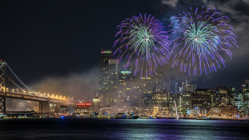 Картинка разное салюты +фейерверки ночь фейерверк