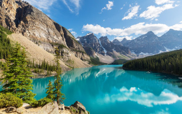 Картинка природа реки озера лес озеро landscape canada banff national park lake moraine