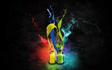 Картинка разное капли +брызги +всплески цвета всплески брызги краски бутылки