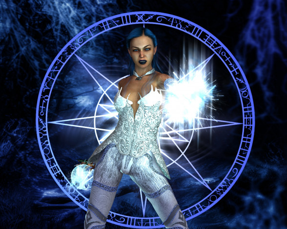 Обои картинки фото 3д графика, фантазия , fantasy, девушка, взгляд, фон, магия