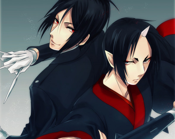 Обои картинки фото аниме, unknown,  другое, демоны, себастьян, хозуки, парни