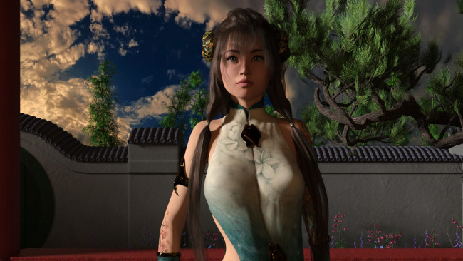 Обои картинки фото 3д графика, фантазия , fantasy, фон, взгляд, девушка