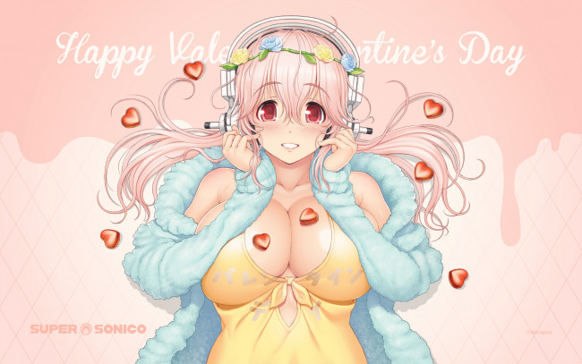 Обои картинки фото аниме, super sonico, super, sonico, tsuji, santa