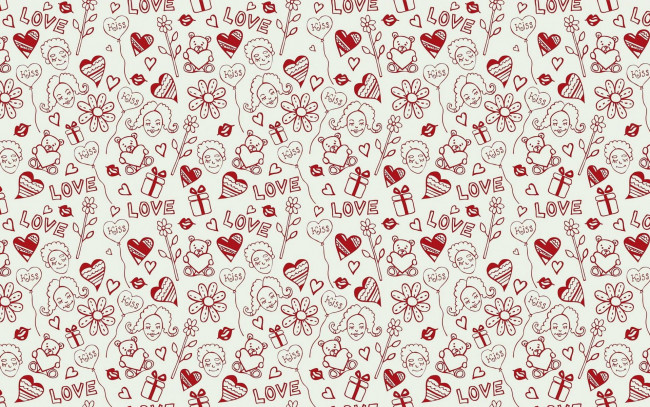 Обои картинки фото праздничные, день святого валентина,  сердечки,  любовь, мишки, сердечки, цветы, коробки, подарки, шарики, лица, текстурп