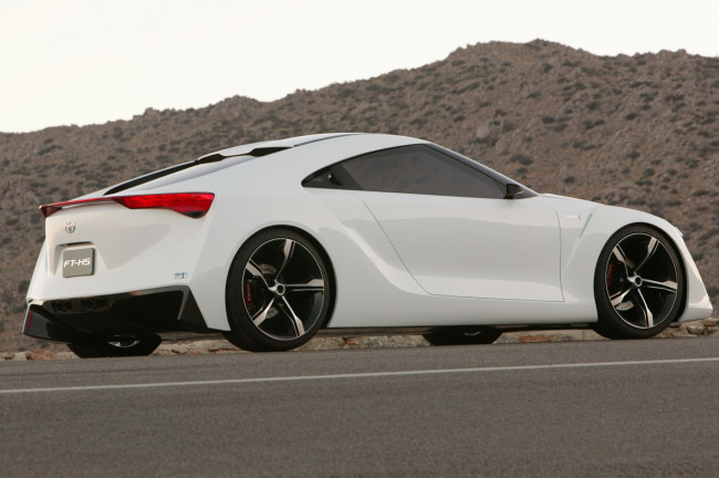 Обои картинки фото toyota ft hs concept, автомобили, toyota, белый, concept, автомобиль, ft, hs, горы