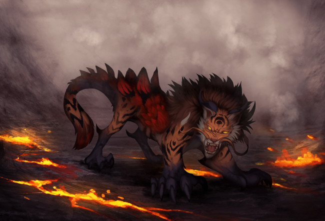 Обои картинки фото фэнтези, существа, фантастика, арт, хищник, животное, оскал, взгляд