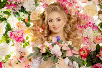 Картинка девушки -unsort+ лица +портреты блондинка улыбка цветы