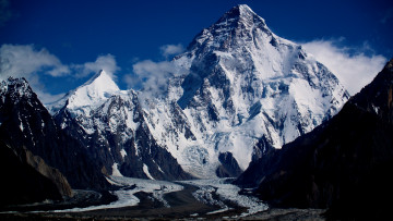Картинка pakistan+k2 природа горы облака снег вершина скалы k2 pakistan
