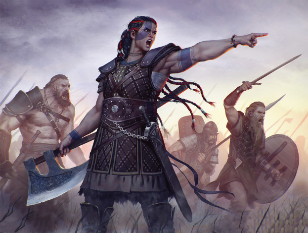 Обои картинки фото рисованное, люди, девушка, мужчины, фон, тату, оружие