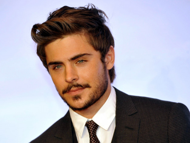 Обои картинки фото мужчины, zac efron, бородка, усики