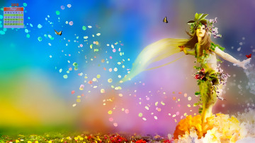 Картинка календари компьютерный+дизайн бабочка цветы взгляд девушка 2018