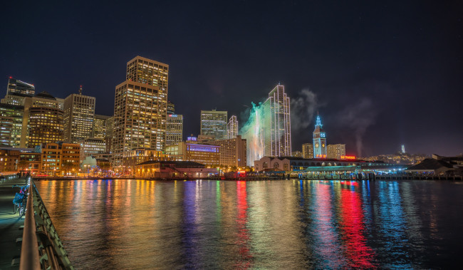 Обои картинки фото города, - огни ночного города, ночь, ночной, пейзаж, здания, город, небоскребы, огни