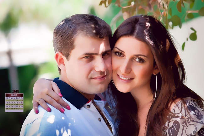 Обои картинки фото календари, компьютерный дизайн, 2018, ласка, певица, мужчина, женщина, взгляд