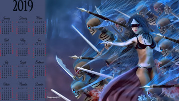 Картинка календари фэнтези оружие скелет девушка