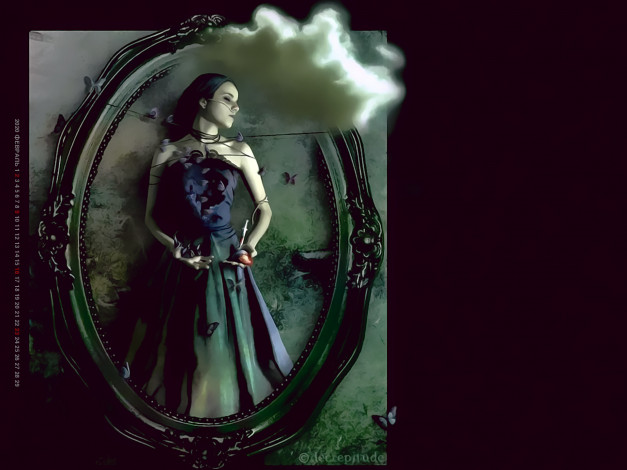 Обои картинки фото календари, фэнтези, облако, 2020, calendar, фон, черный, девушка, рамка