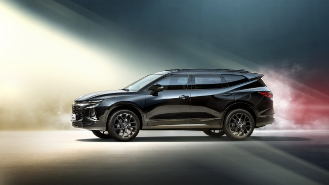 Обои картинки фото chevrolet blazer rs 2019, автомобили, chevrolet, blazer, rs, 2019, черный, профиль, джип, шевроле