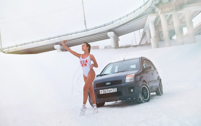 Обои картинки фото автомобили, -авто с девушками, ford, fusion