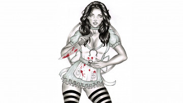 Картинка рисованное комиксы скетч девушка фон взгляд нож