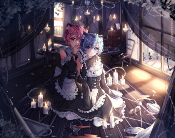 Обои картинки фото аниме, re,  zero kara hajimeru isekai seikatsu, девушки