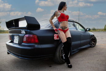 обоя автомобили, -авто с девушками, mitsubishi, galant