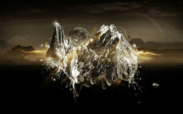 Картинка разное компьютерный+дизайн горы планеты