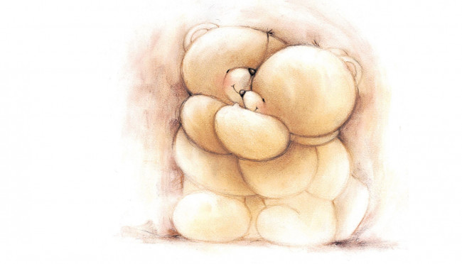 Обои картинки фото рисованное, мишки тэдди, мишки, пара, объятия