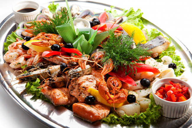 Обои картинки фото еда, рыбные блюда,  с морепродуктами, рыбное, ассорти