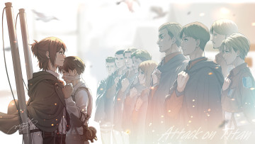 обоя аниме, shingeki no kyojin, атака, титанов
