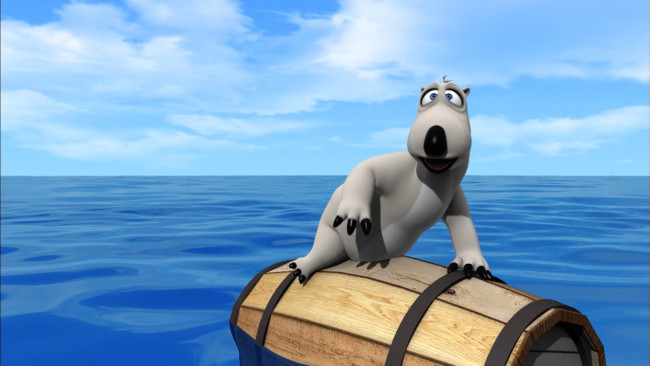 Обои картинки фото бернард, мультфильмы, bernard, медведь, мишка, медвежонок, море
