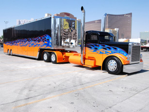 Картинка автомобили peterbilt orange black