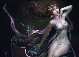 Картинка фэнтези девушки вода капли украшения слезы