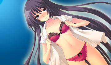 Картинка аниме flyable heart лифчик трусики белье девушка