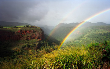 Картинка природа радуга овраг дождь