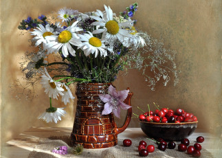 Картинка еда вишня +черешня черешня букет