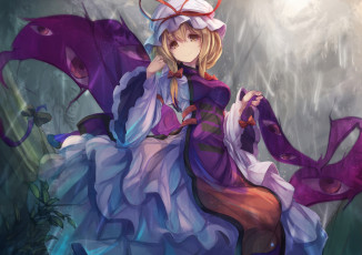 Картинка аниме touhou платье шарф yakumo yukari чепчик глаза арт halmaro девушка