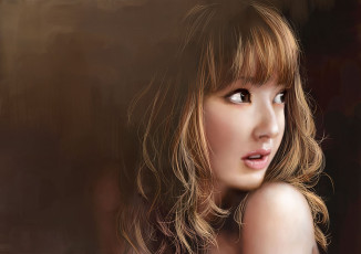 Картинка рисованные люди плечо волосы фон девушка