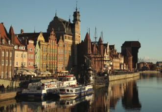 Картинка города гданьск+ польша набережная вода
