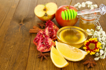 Картинка еда мёд +варенье +повидло +джем ложка мед анис пряности лимон гранат яблоки корица баночка банка пиала цветы