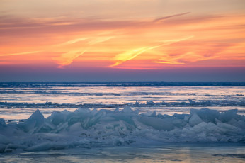 Картинка природа айсберги+и+ледники снег закат небо лед