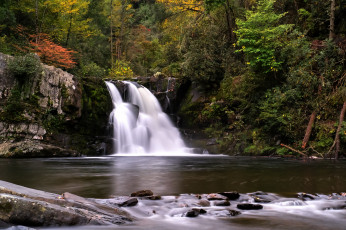 Картинка природа водопады водопад обрыв река лес