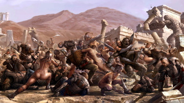 Картинка битва фэнтези люди амазонки