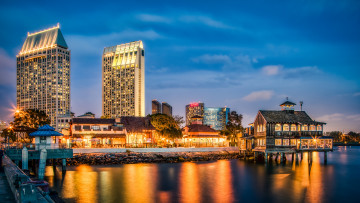 Картинка города сан-диего+ сша небоскребы ночь