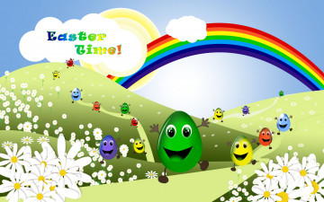 Картинка праздничные пасха облака радуга цветы