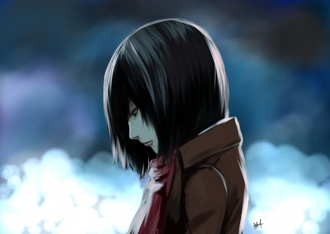 Обои картинки фото аниме, shingeki no kyojin, single, mikasa, ackerman, attack, on, titan, female