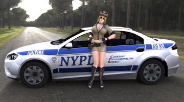 Картинка автомобили 3d+car&girl дорога взгляд девушка автомобиль фон